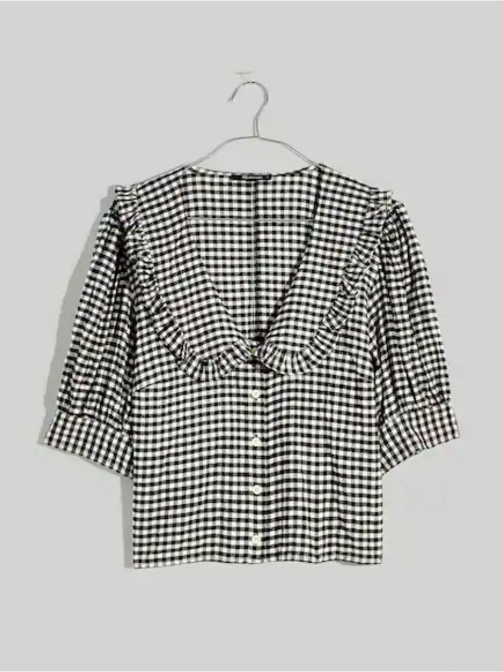 Madewell Flannel Puff-Sleeve Top in Check Medium